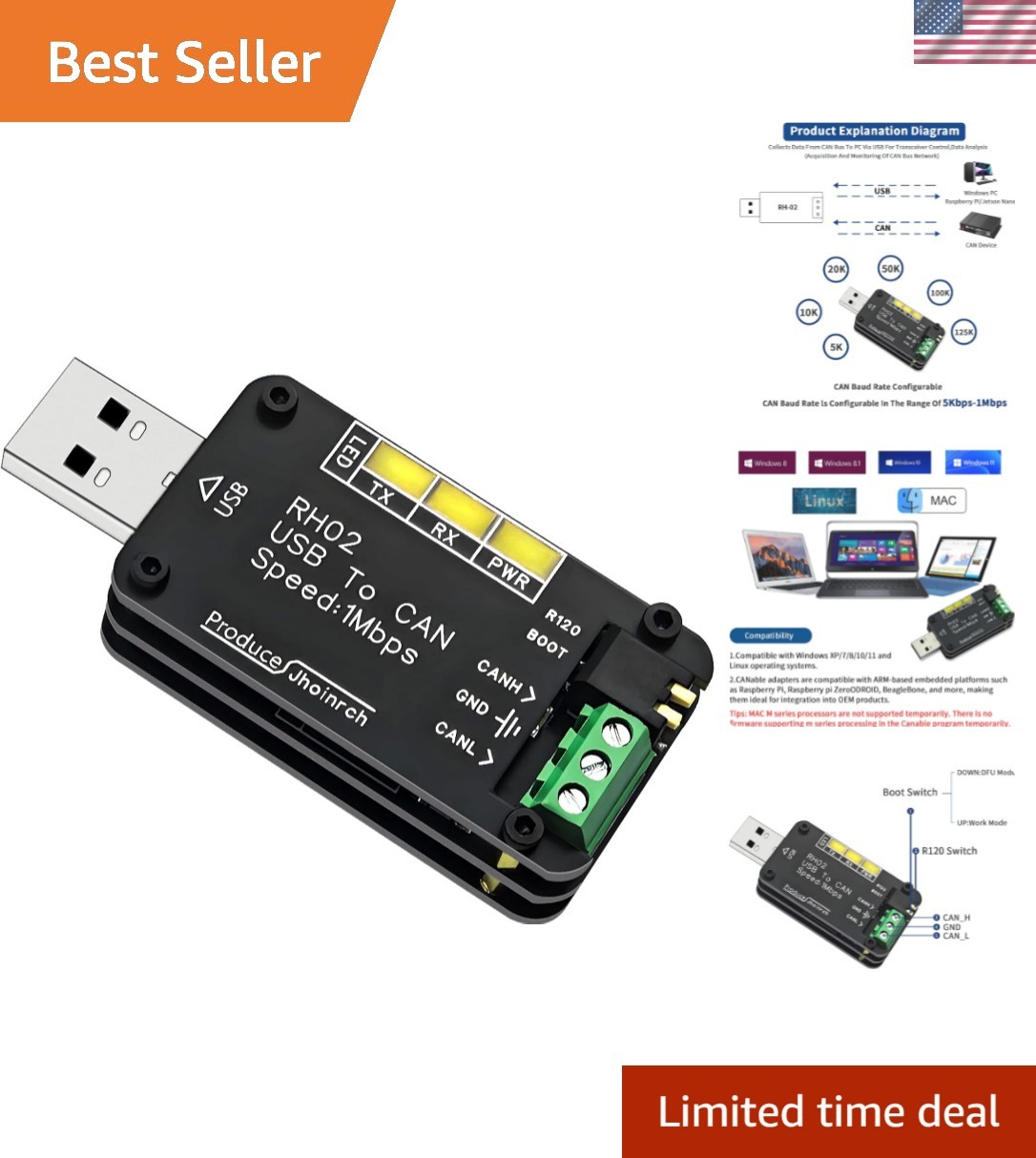 Reliable USB CAN Adapter with Lifetime Support - Perfect for Signal Processing