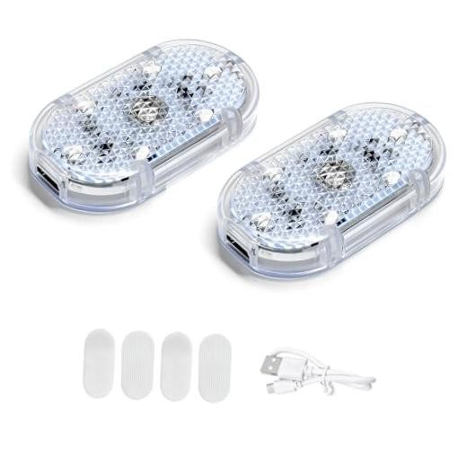 2 PCS Car LED Lights Interior Wireless Vehicle Interior Ambient Sticky Colorful