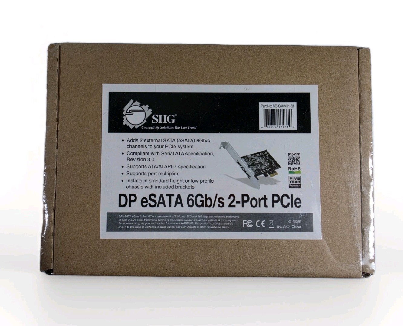 SIIG DP eSATA 6Gb/s 2-Port PCIe (SC-SA0M11-S1) - NEW
