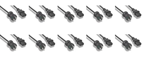 Heavy Duty 12 Awg Hospital Grade Power Cord Black 10FT 3M 10 Pack AC Power NEMA