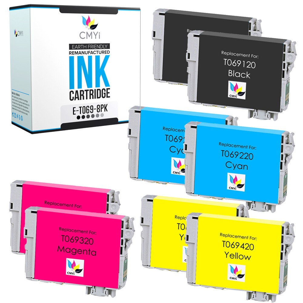 CMYi 8PK Compatible Epson 69 Black Color Ink Cartridge for WorkForce 600 610 615