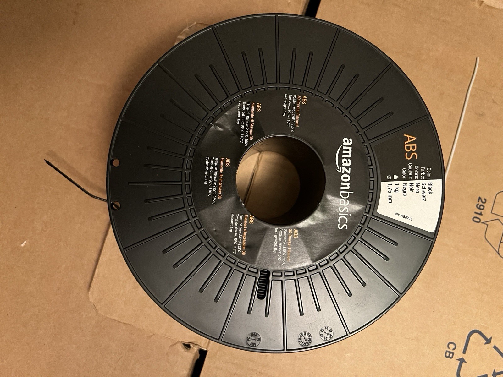 Amazon Basics ABS 3D Printer Filament 1.75mm Black 1 kg Spool