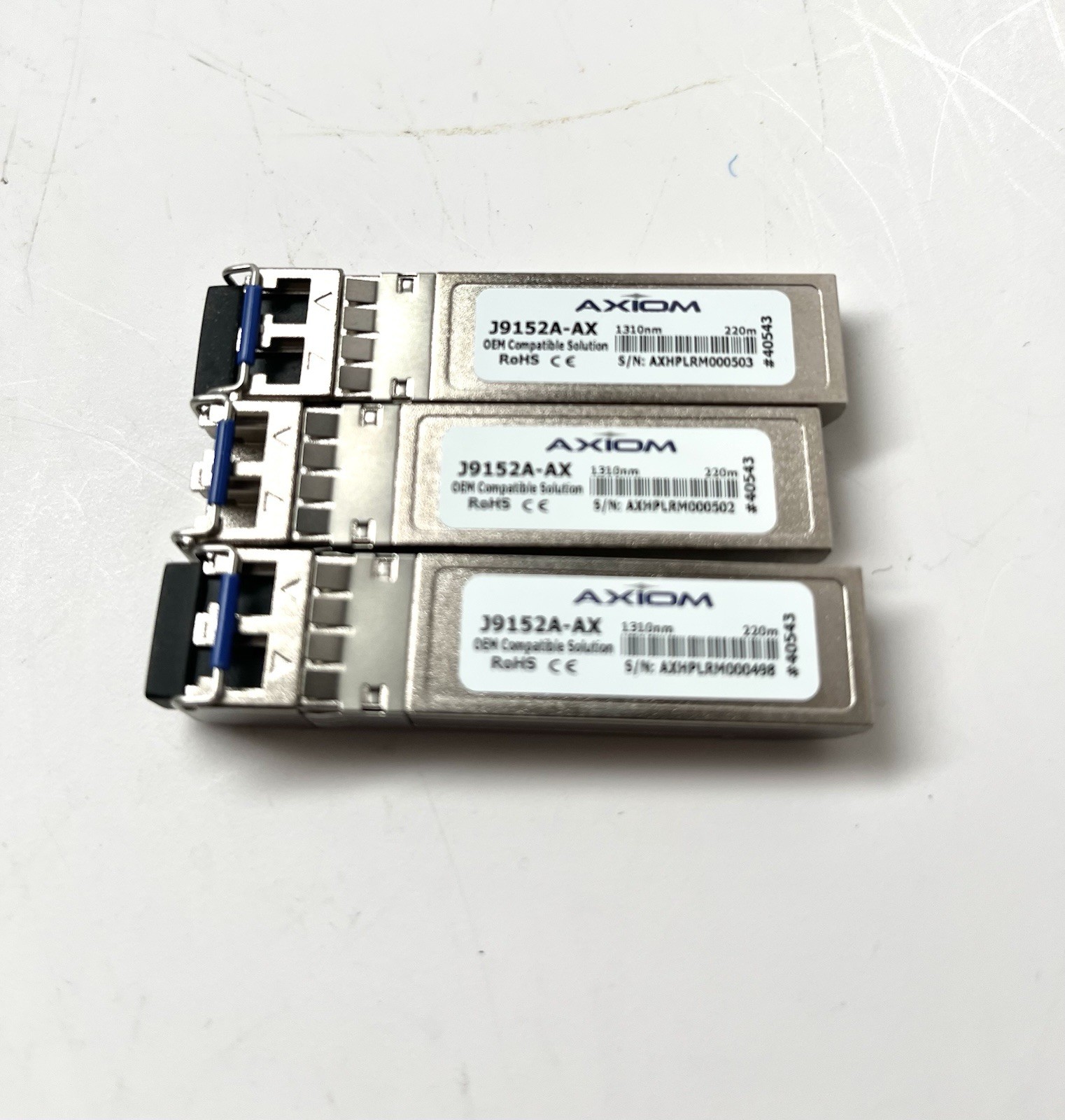 Lot of 3 Axiom J9152A-AX 10GBASE-LRM SFP+ 10Gb Transceiver for HP ProCurve
