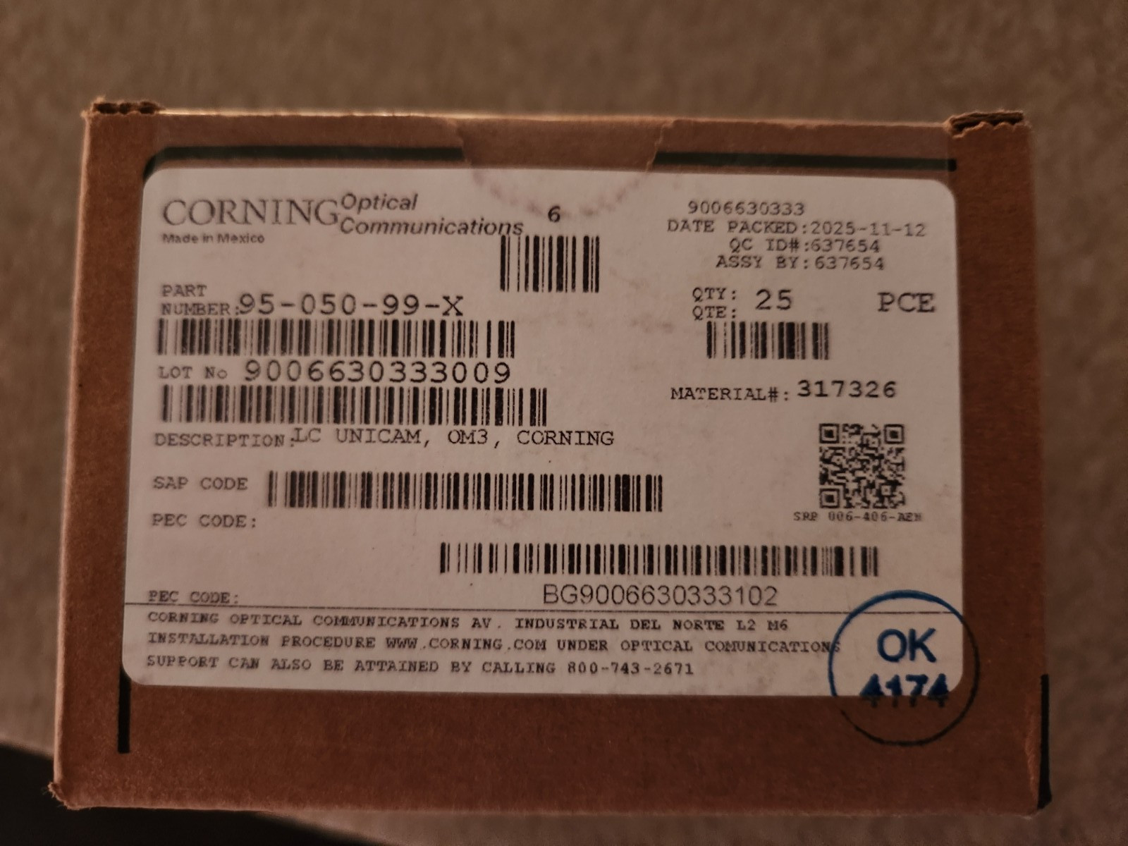 Corning 95-050-99-X MM LC Unicam Connectors