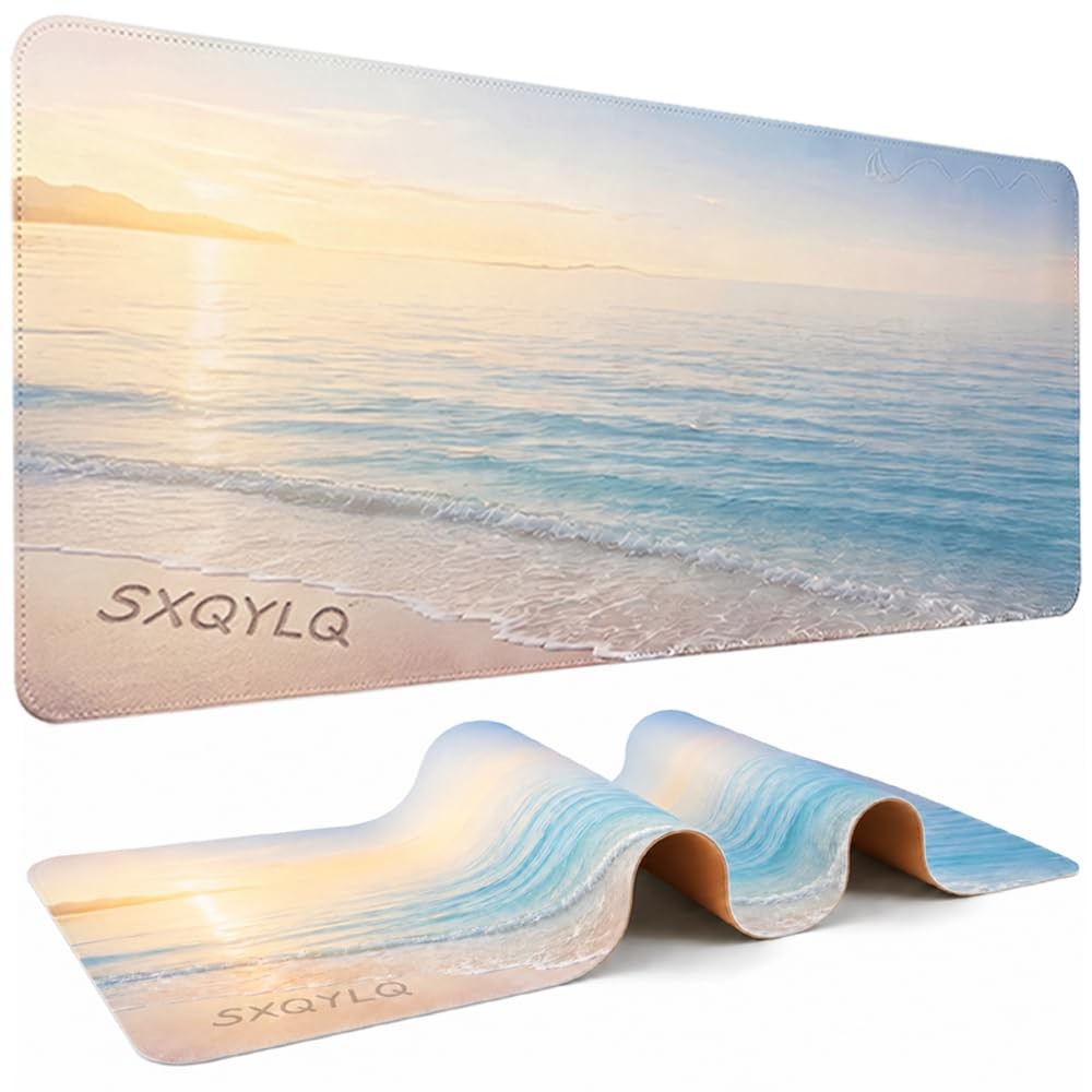 PU Leather Desk Pad, Large Desk Mat & Extended Mouse Pad for Office