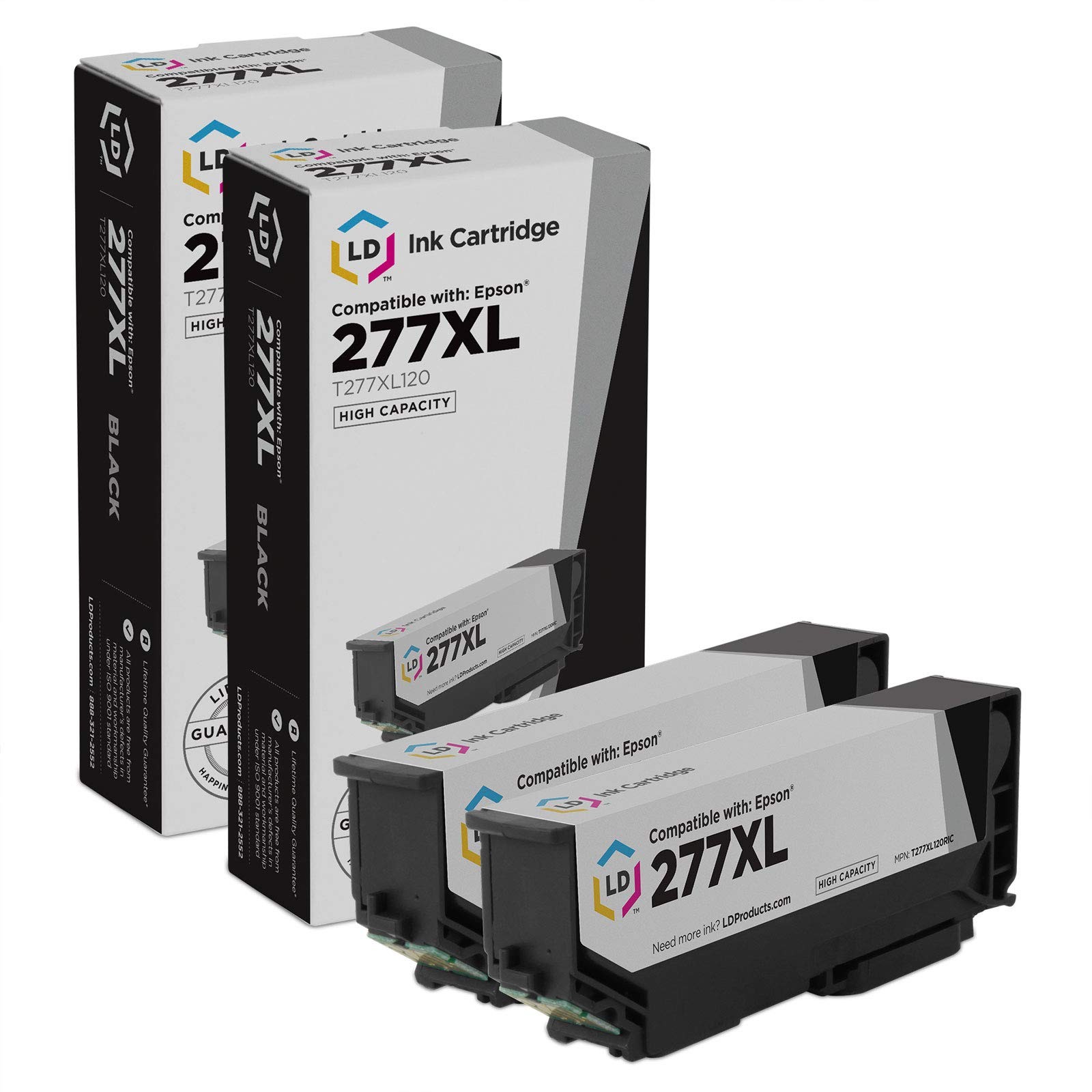 LD 2pk Black Replacement Ink for Epson 277 XL 277XL T277XL120 XP-950 XP-960