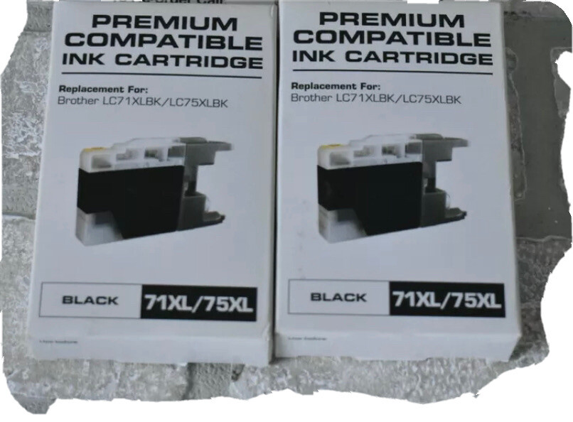 Brother Compatible Lot Of 2 Ink Cartridges 71XL/75XL Black 06/18