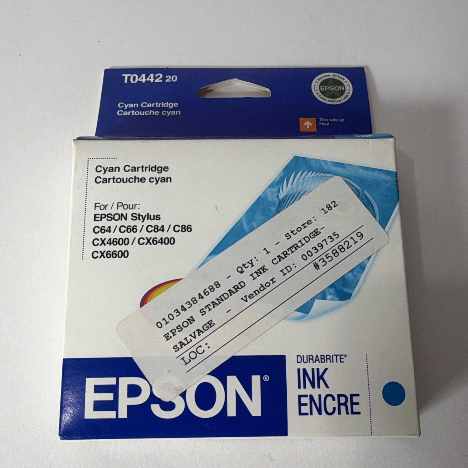 Epson T044220 T0442 Cyan DURABrite Ink Cartridge Genuine OEM Sealed Exp 2007