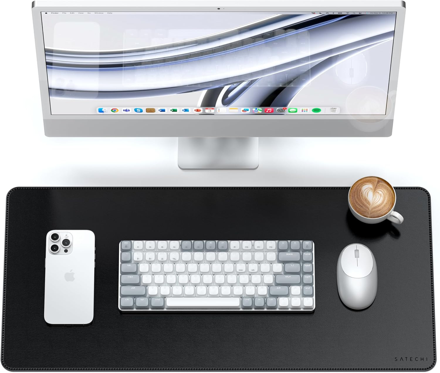 Vegan Leather Desk Mat, Large Mouse Pad Scratch and Water Resistant, Easy to Cle