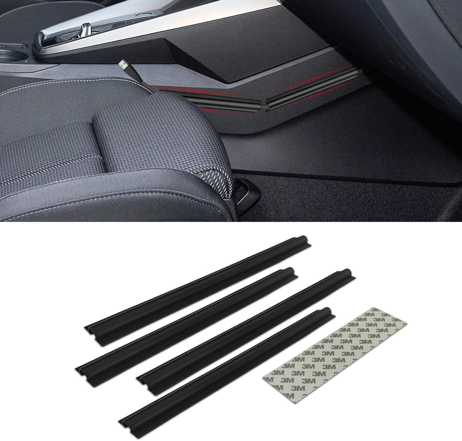 Car Concealed Wire Cover, Automotive Power Cord Cover, 4PCS | Car Wire Sleeve,