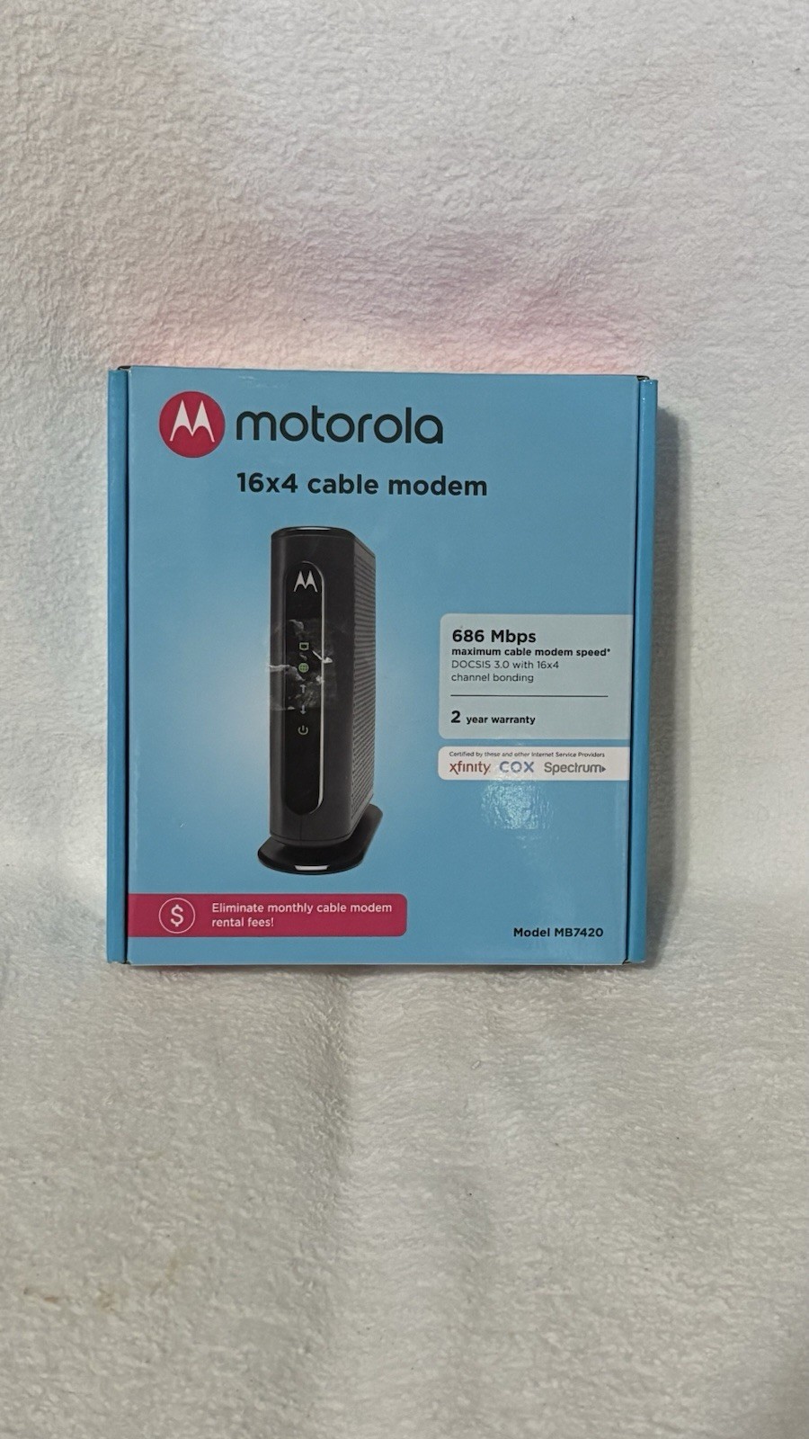 Motorola Black 16x4 Cable Modem Model MB 7420 Only Modem W/O Accessories Tested