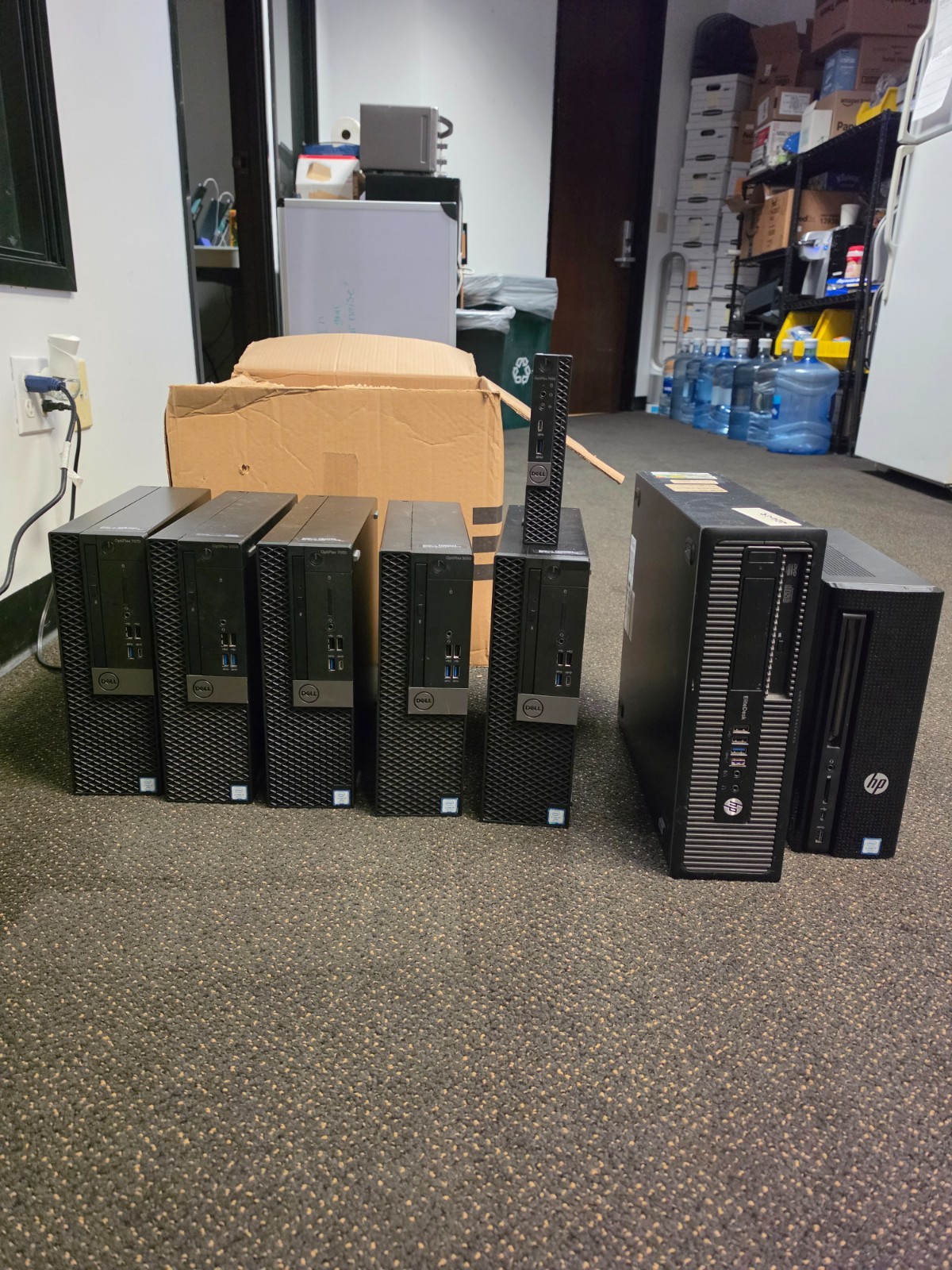 Lot of 8 Dell OptiPlex / HP Desktops — i5 & i7, Tested, Powers On, No Drives