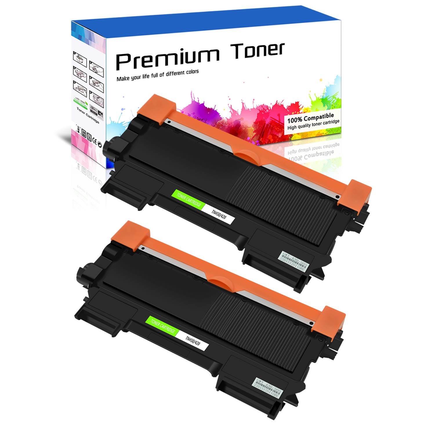2 PACK TN450 TN-450 Toner for Brother TN-420 MFC-7360N MFC-7460DN MFC-7860DW