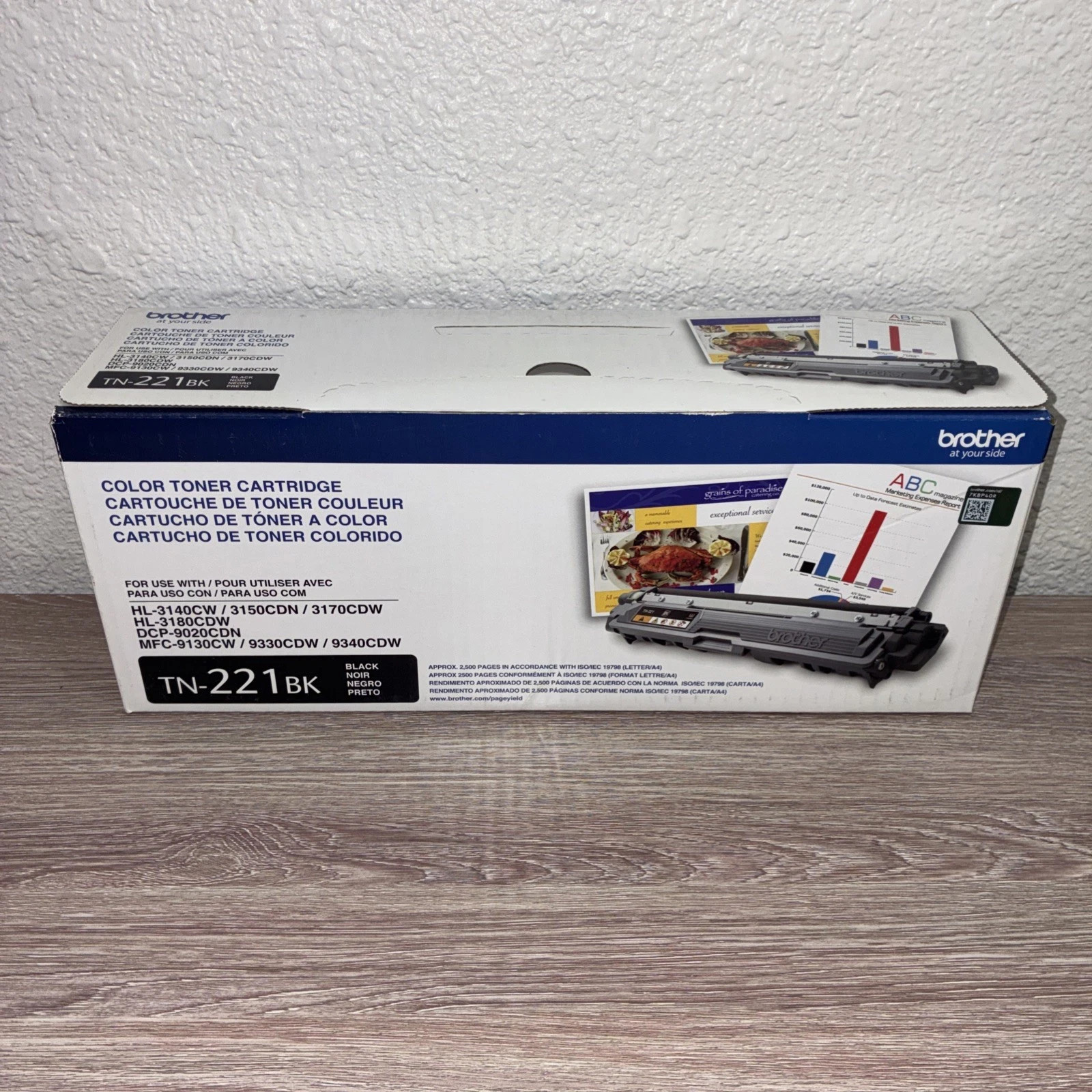 Brother TN-221BK Black Toner Cartridge Genuine New & Factory Sealed 