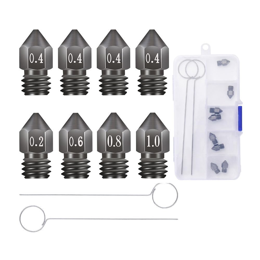MK8 Hardened Steel Nozzles 8 Pcs 0.2-1.0mm