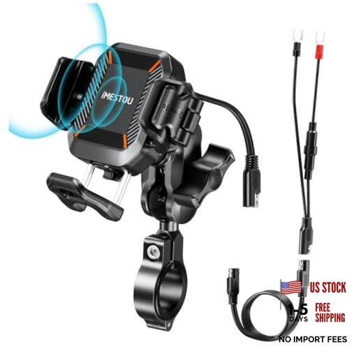 Motorcycle Wireless USB C Phone Mount Anti-Vibration