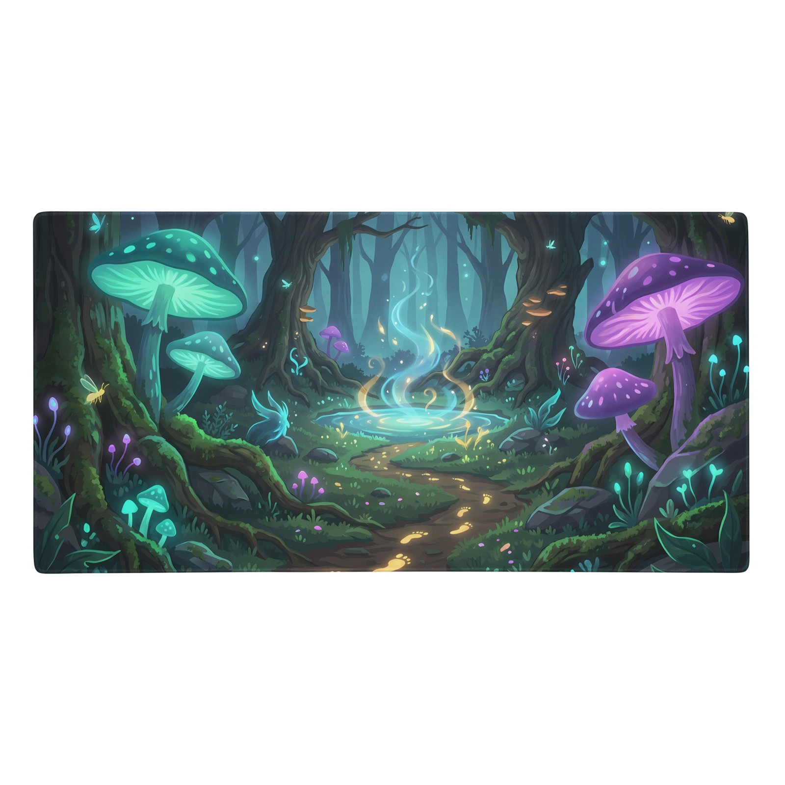 Enchanted Forest Mushroom Gaming Mouse Pad XXL Extended Desk Mat 36x18 Non-Slip