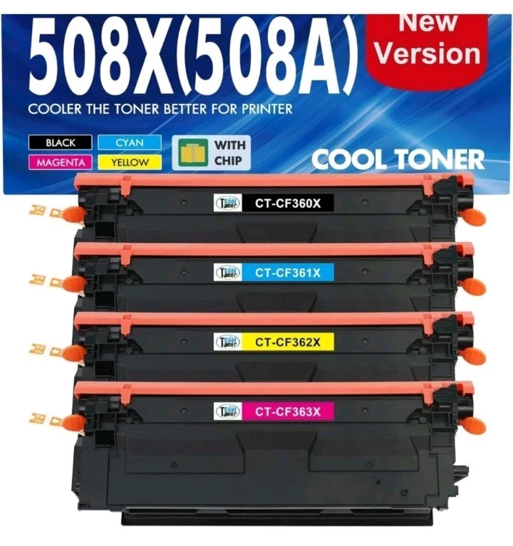 Palmtree 508X 508A Toner 4-Pack Set for HP CF360X CF361X CF362X CF363X M553 M577