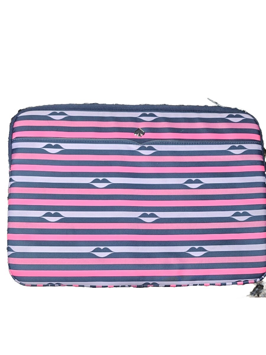 Kate Spade 14" Laptop Sleeve Case Nylon Jae Lip Print Pink 