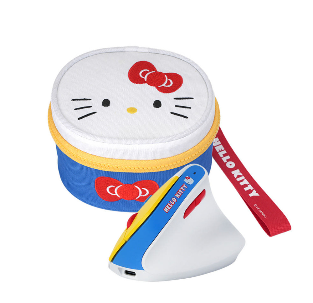 Sanrio Hello Kitty Wireless Silent Vertical Mouse Ergonomic Rechargeable w Pouch