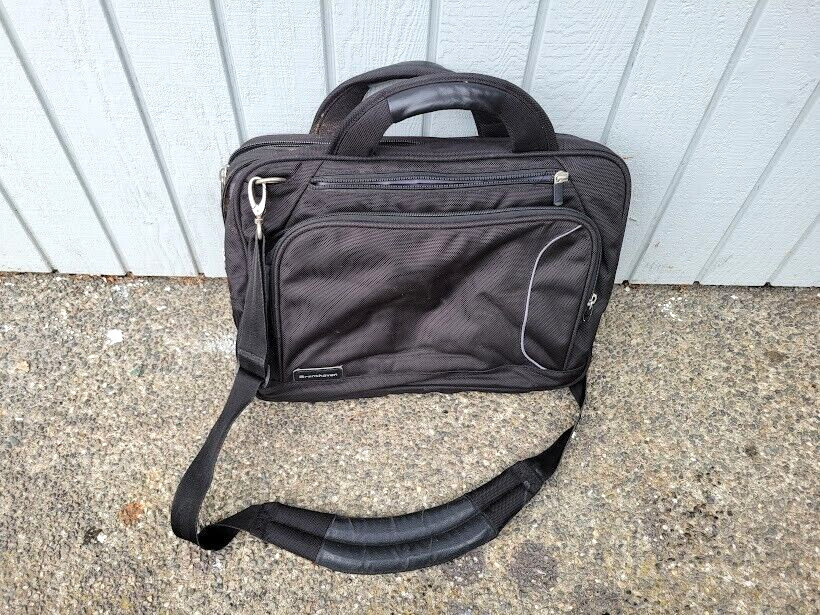 Brenthaven Laptop Bag Briefcase Travel Bag adjustable Crossbody Strap Black 