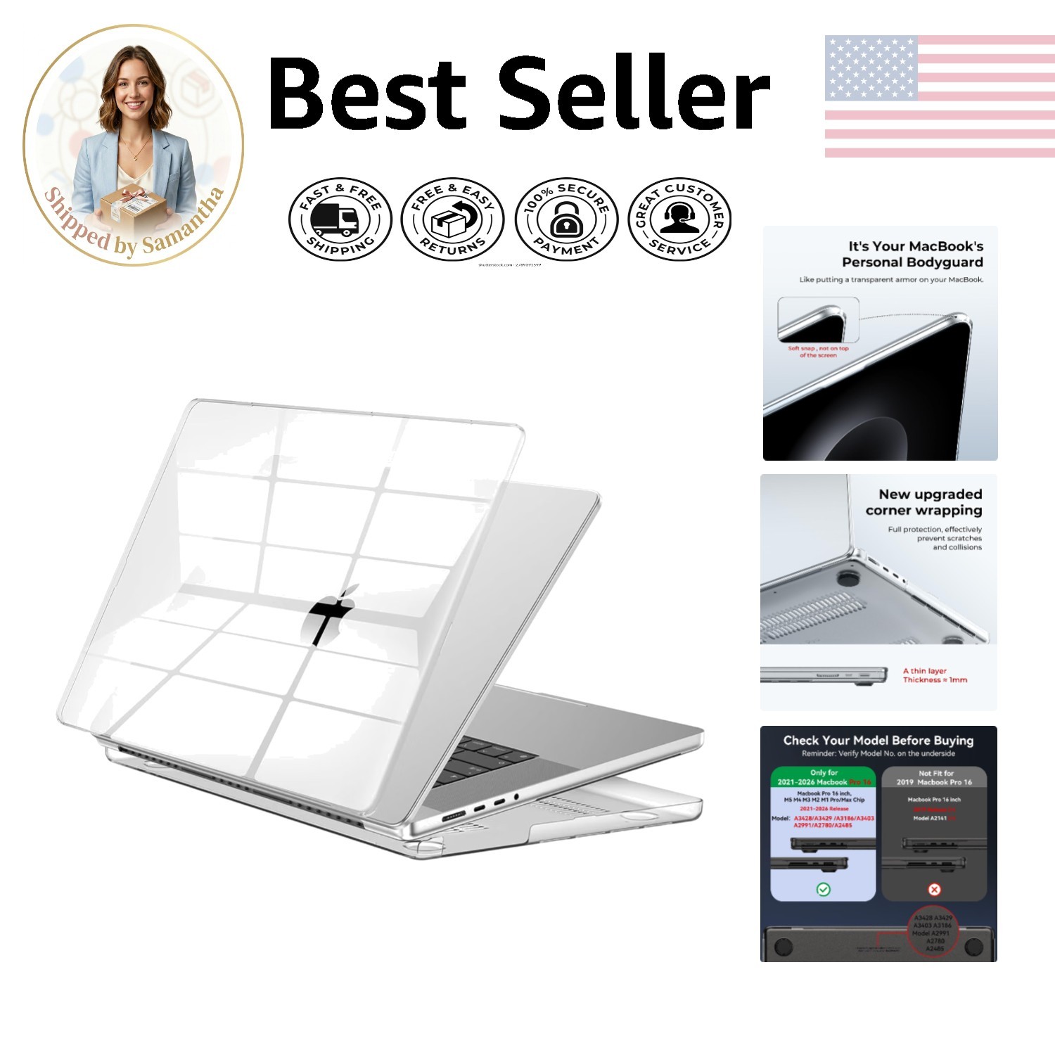 Elegant Crystal Clear Hard Shell for MacBook Pro 16-Inch (M5-M1 Pro/Max)