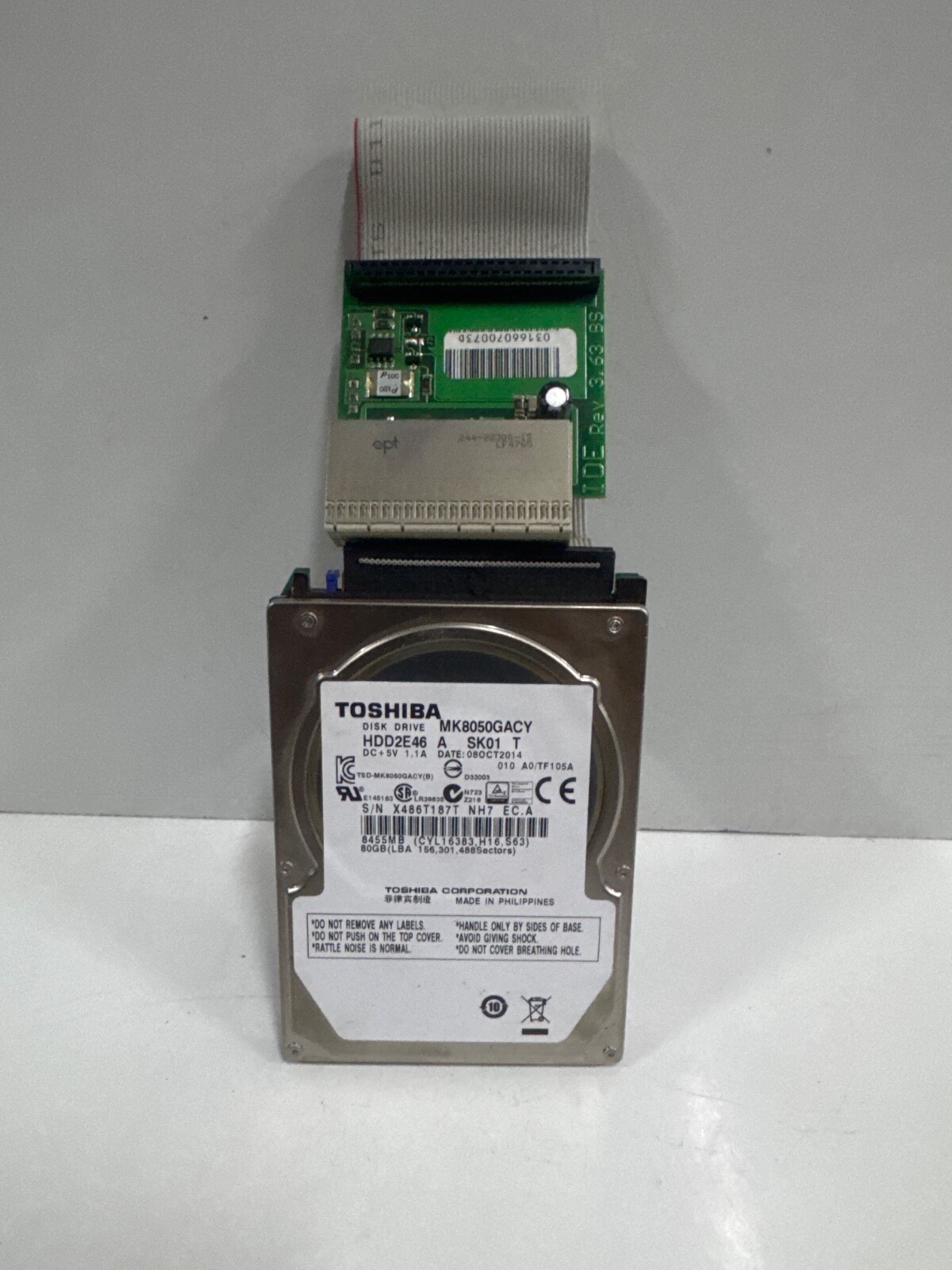 TOSHIBA MK8050GACY HDD2E46 DISK DRIVE WITH AVECS IDE Rev 3.63 BS BOARD