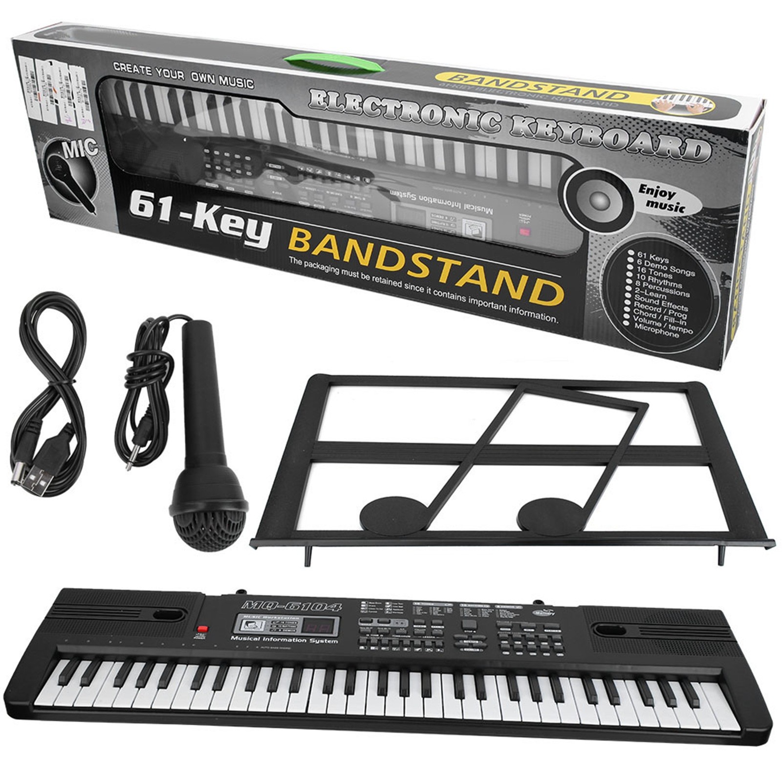 Kids Electronic Piano Keyboard 61 Keys, Portable Digital Organ /Mic & Demo Songs