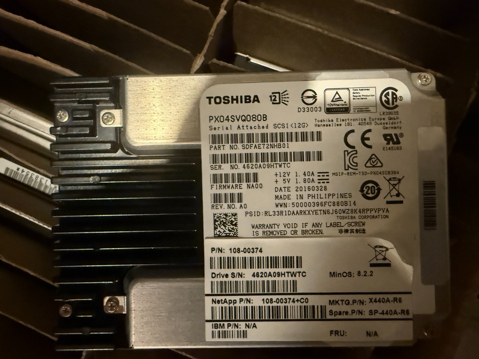 2x Toshiba PX04SVQ080B 800GB SAS (3 DWPD) 12Gb/s 15mm 2.5" SSD
