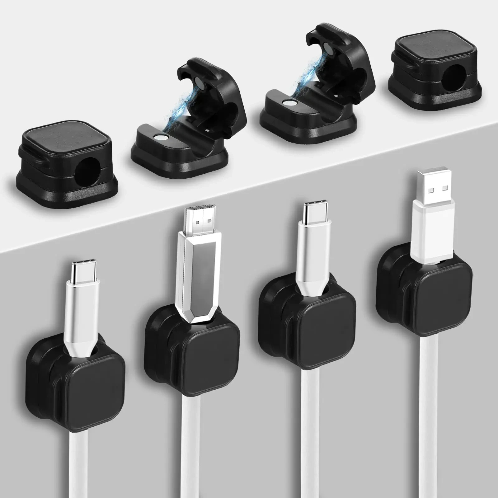 8-Pack Magnetic Cable Management Clamps Clips Desk Under Desk Organizers
