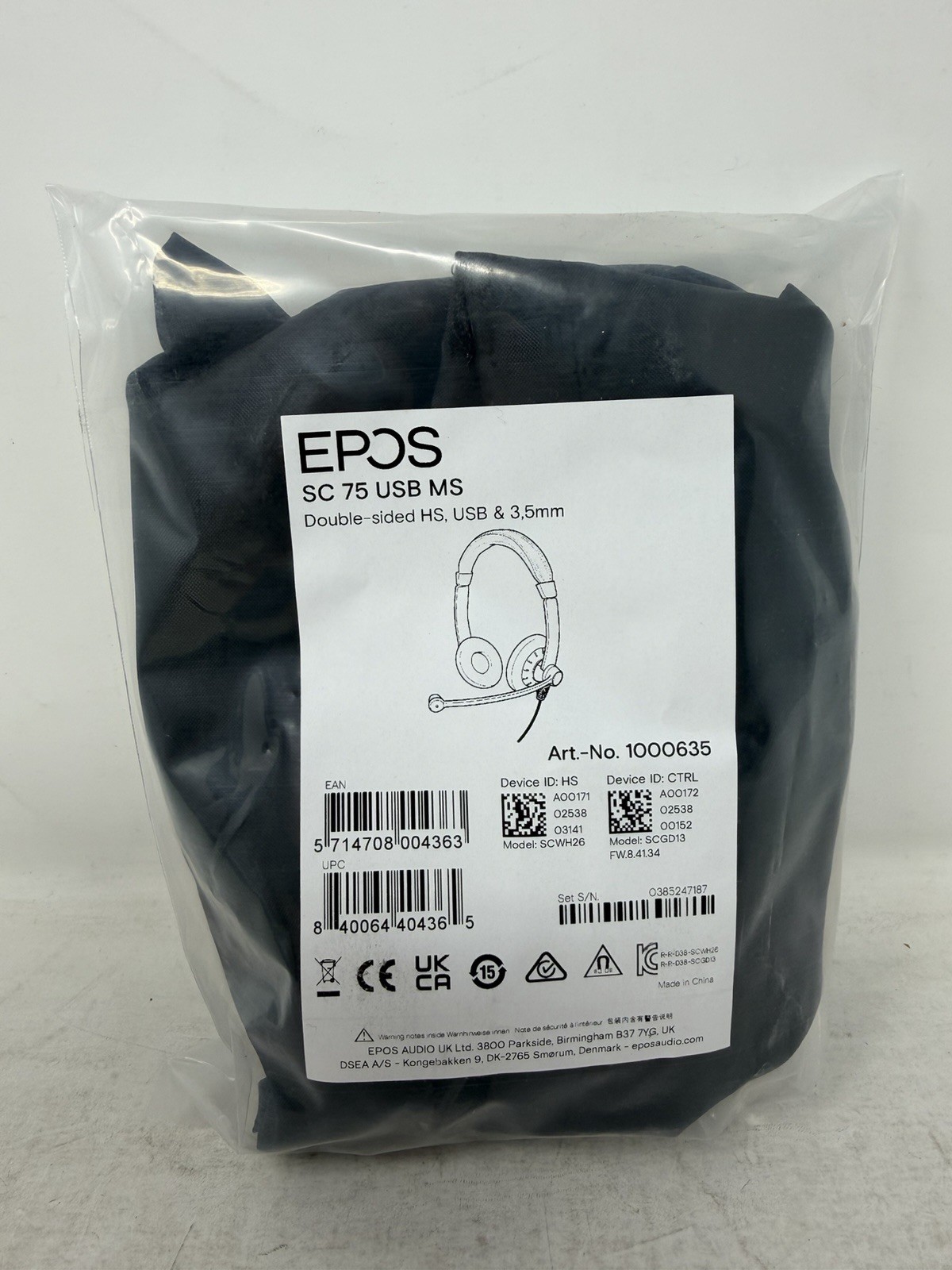 EPOS Audio SCGD13 SC 75 USB MS, Double-Sided Headset, USB 3.5mm Microsoft Teams