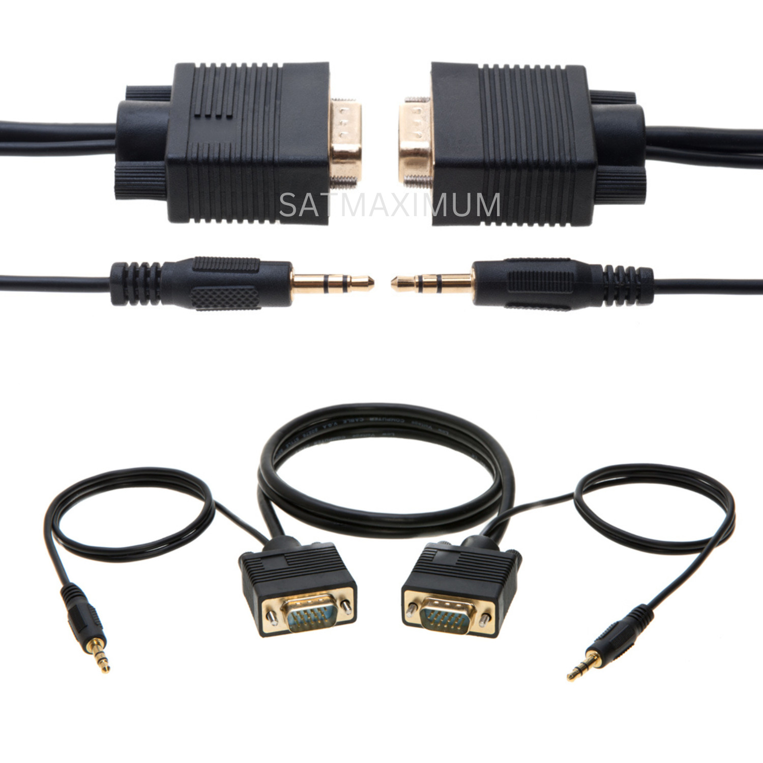 3FT SVGA Super VGA 3.5mm Aux Cable Audio Video Male to Male Monitor 15 Pin