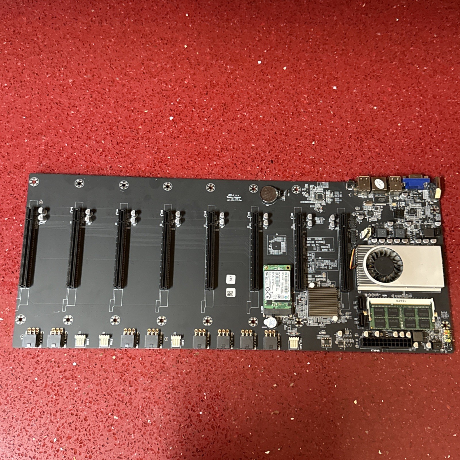 BTC-37 Mining Miner Motherboard 8GPU PCI-E 16X DDR3 with CPU - with Ram and SSD