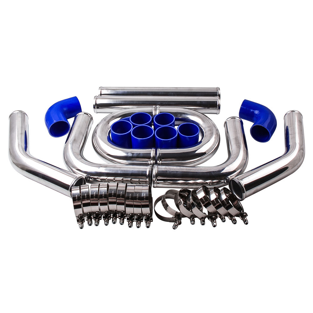 2.5 inch Universal Aluminum Intercooler Turbo Piping Kit Hose + Silicone+Clamp