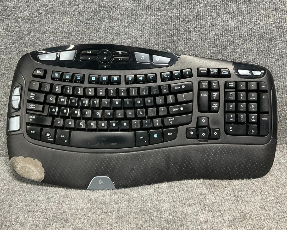 Logitech Wave Y-RCP140 Cordless Wireless Ergonomic Keyboard Black Used