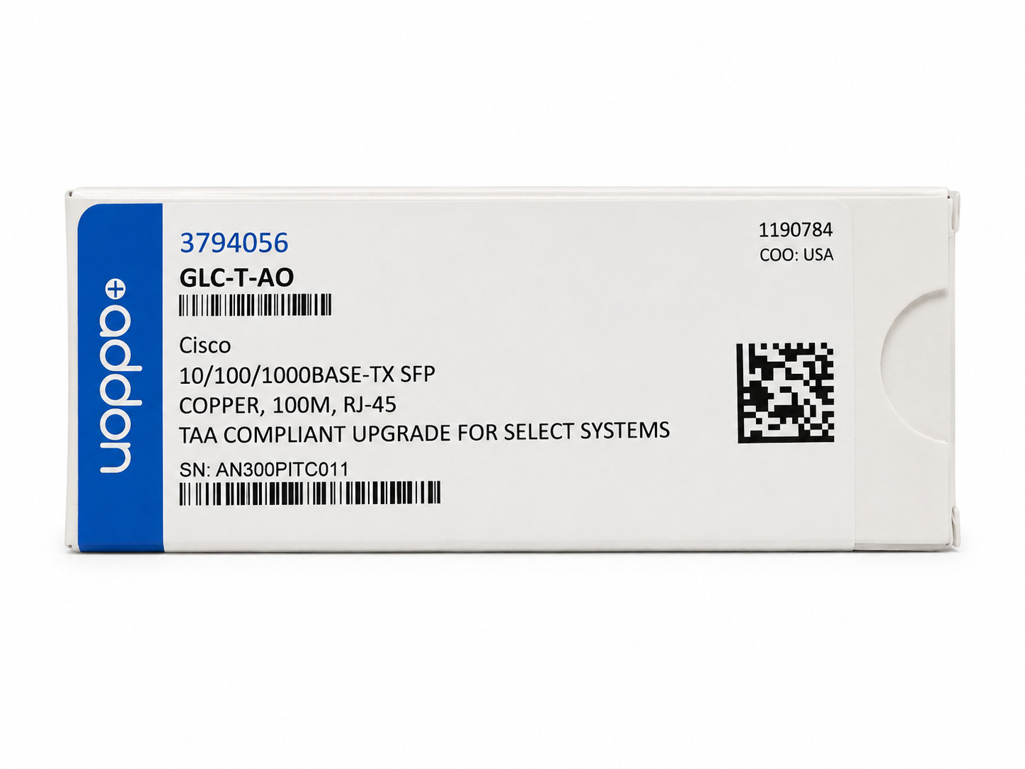 Addon GLC-T-AO Cisco Compatible TAA 10/100/1000Base-TX SFP Copper 100m, RJ-45