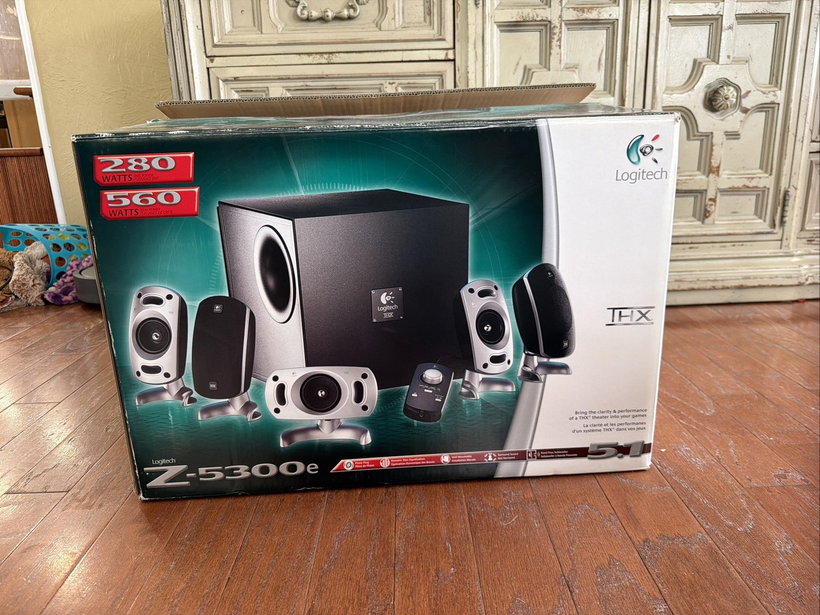 Logitech Z-5300e Speakers, subwoofer & SoundTech wired remote. COMPLETE/Tested 