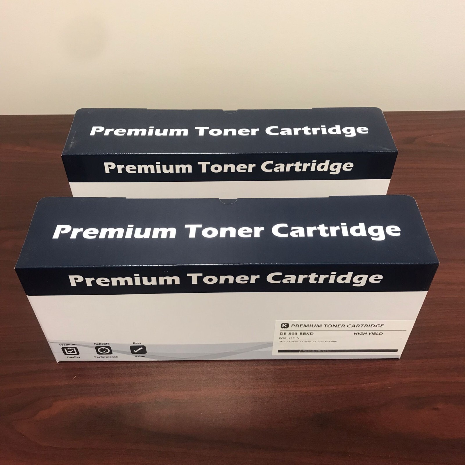 PK of 2 Black Toner Cartridge DE-593-BBKD PVTHG for Dell E310dw E515dn E515dw