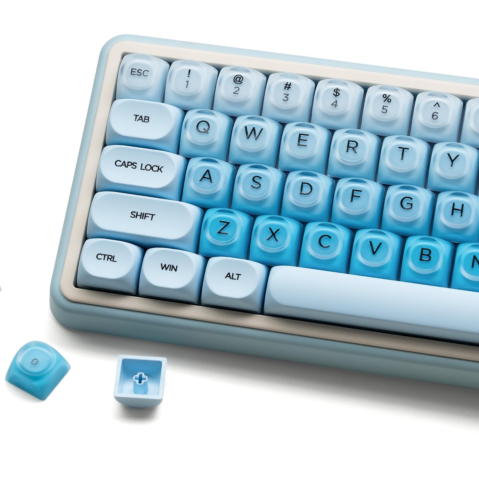 132 PCS Blue Creamy Cute Jelly PBT Custom Keycaps MOA Profile Fits 61100