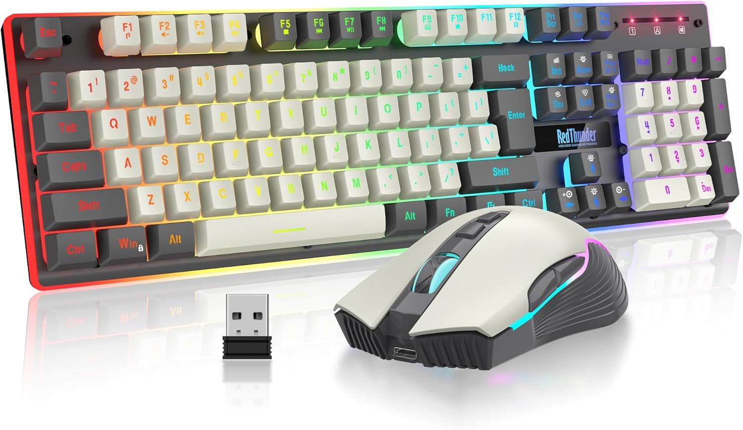 K10 Pro Wireless Gaming Keyboard and Mouse Combo, RGB Backlit