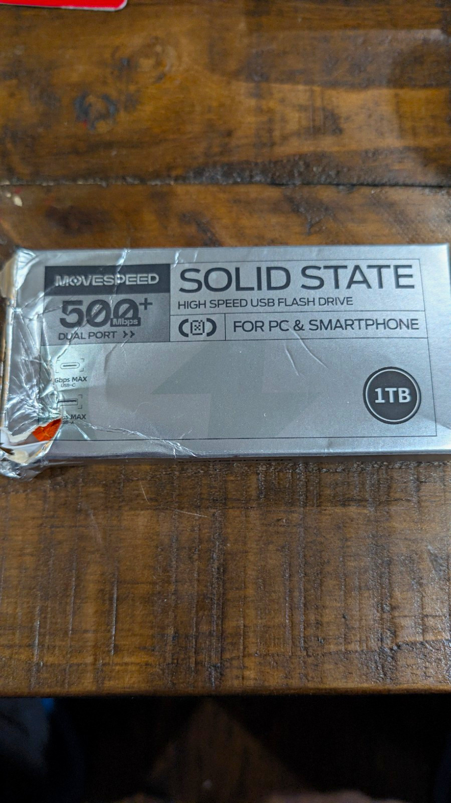 MOVESPEED Solid State 1TB Dual Port USB Flash Drive Silver 500+MB/s PC/Phone