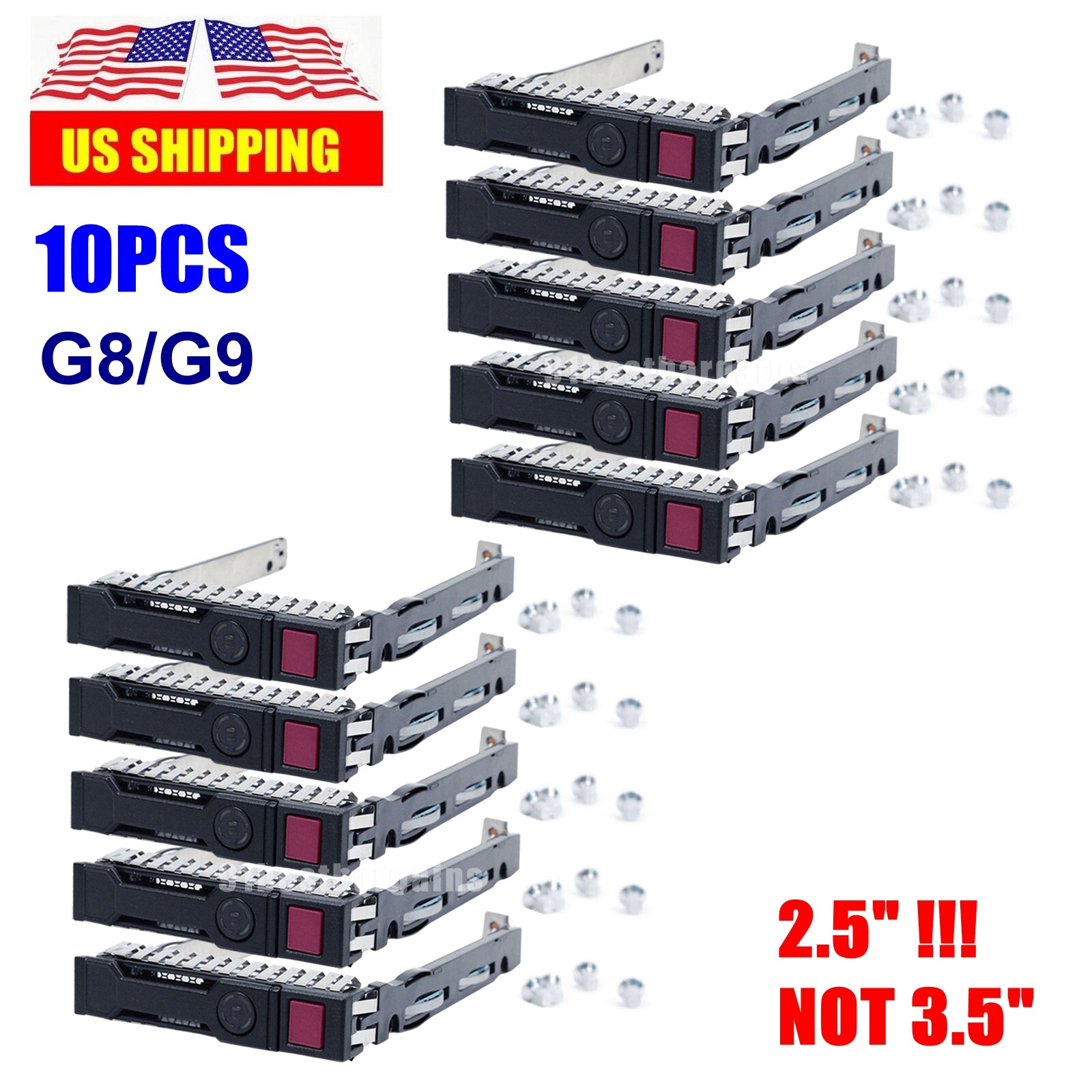 10x 2.5" Drive Tray Caddy for HP DL380 DL360 G9 GEN8 651687-001 651699-001 Chip