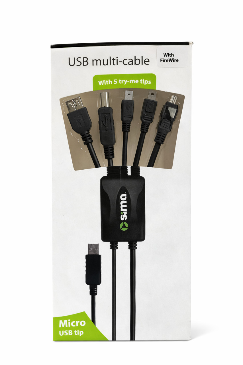 Sima USB Multi-Cable w/ FireWire – 5-in-1 Multi Connector Charging/Data Cable