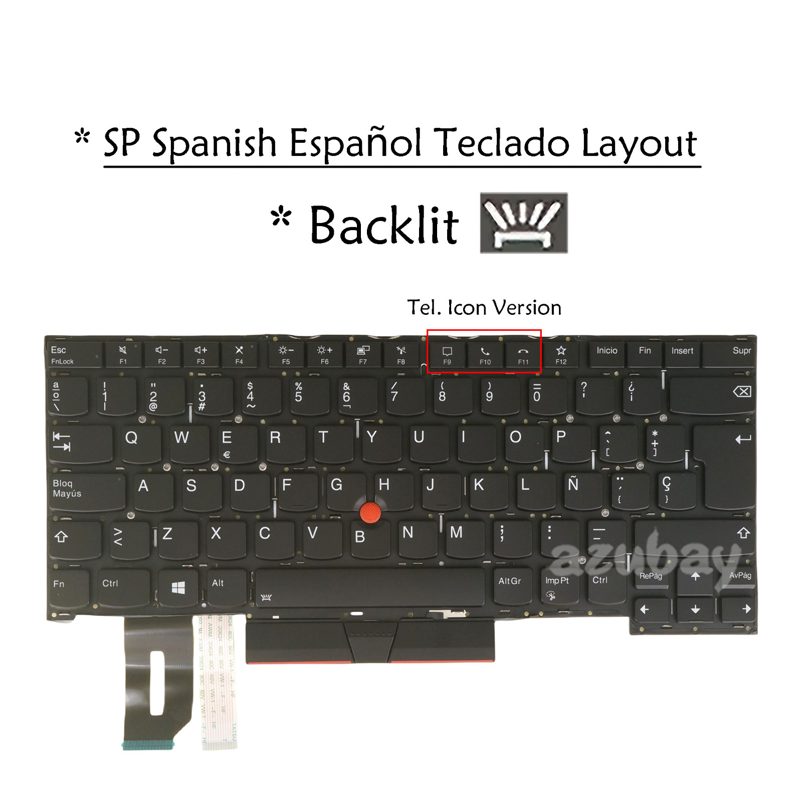 SP Spanish Laptop Keyboard For Lenovo Thinkpad T14s Gen 1, T490s T495s, Backlit