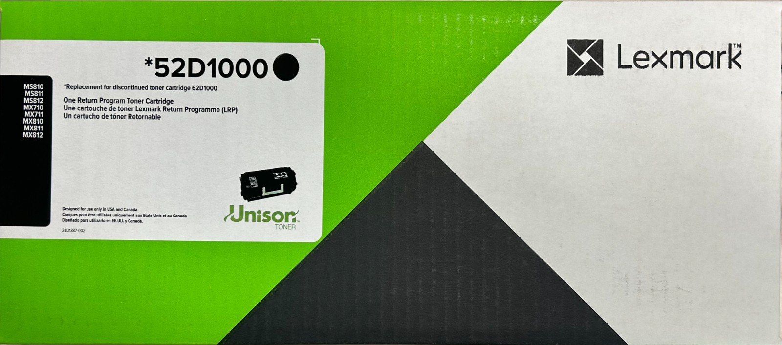 Lexmark 52D1000 Black Toner Cartridge for MS810 MS811 MS812 MX710 MX711 MX810