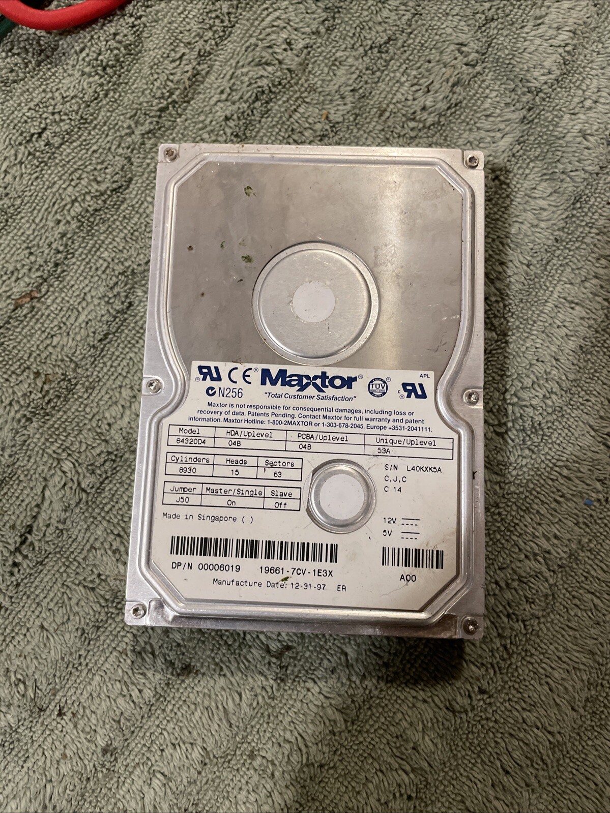 Dell 06019 4.3GB Maxtor 84320D4 3.5" IDE Internal Hard Drive HDD