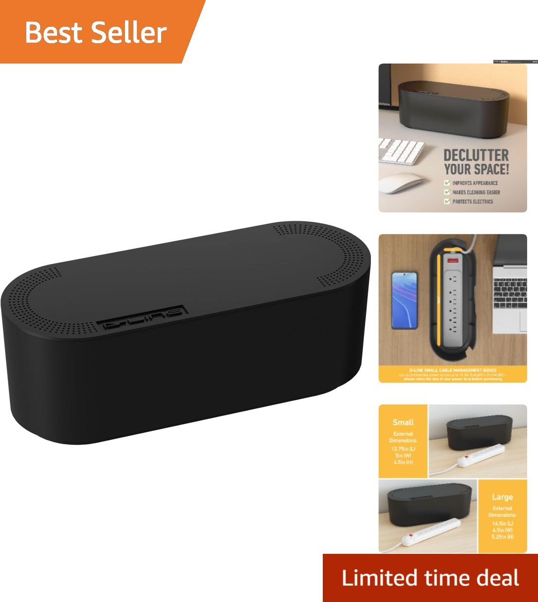 Innovative Cable Management Box - Hides Cords & Protects from Pets, Indoor Use