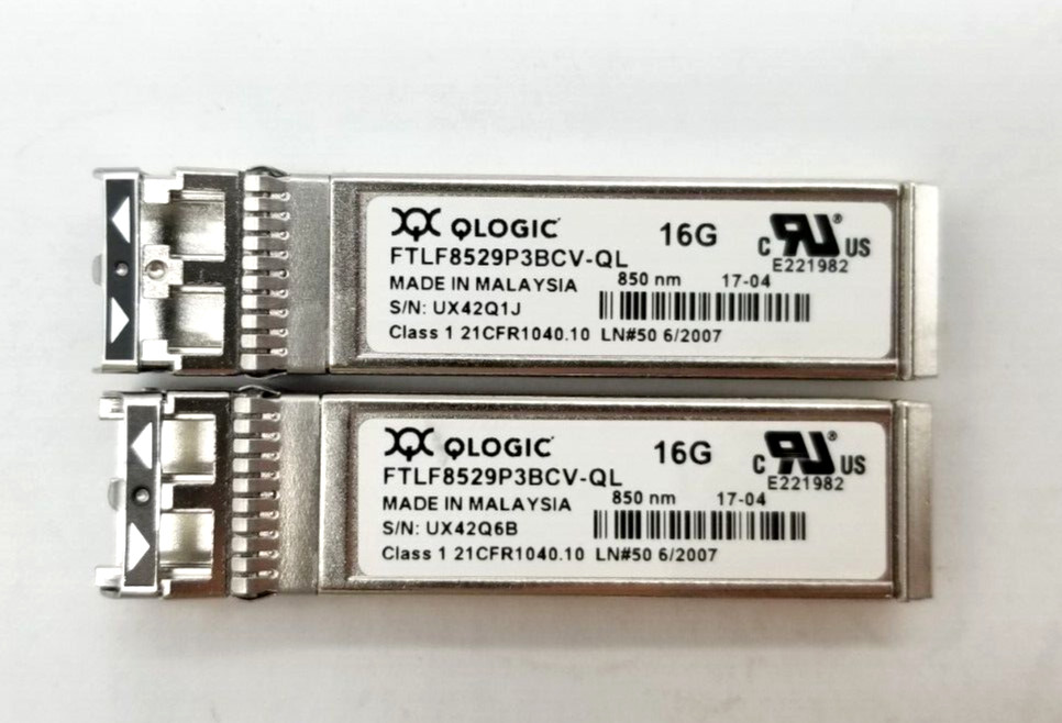 Lot of (2) QLogic FTLF8529P3BCV-QL 16GB SW SFP+ 300m 850NM Optical Transceiver