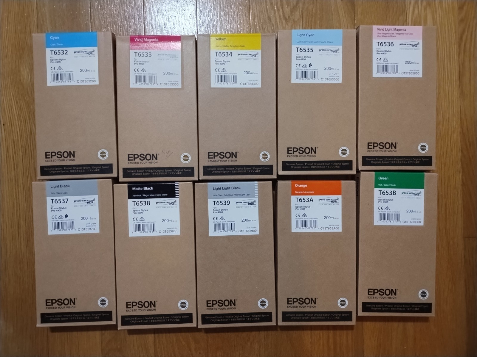 2019-20 GENUINE LOT 10 EPSON T6532-T6536-T6537-T6539-T653B INK STYLUS PRO 4900