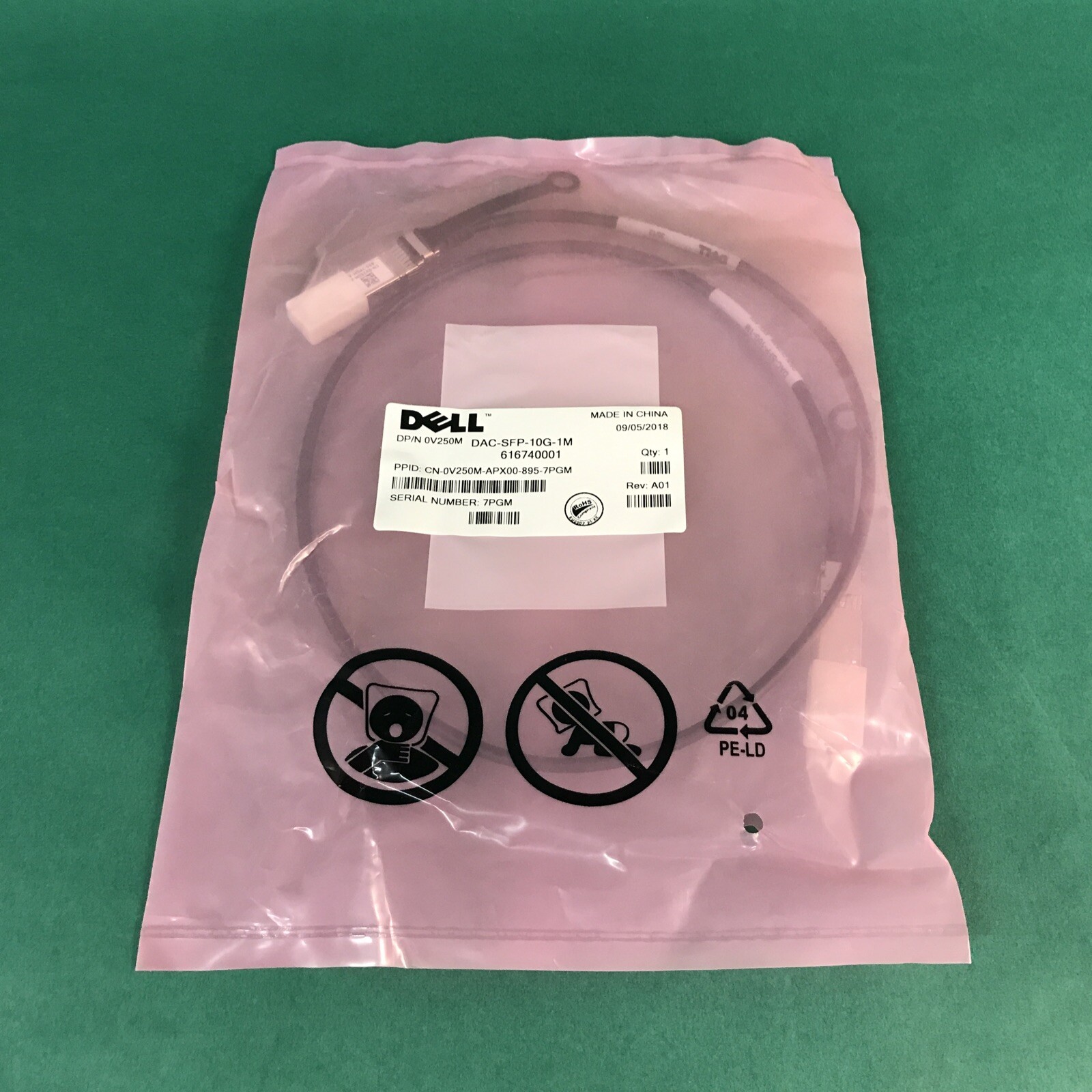 DELL V250M DAC-SFP-10G-1M 616740001 0V250M SFP cable